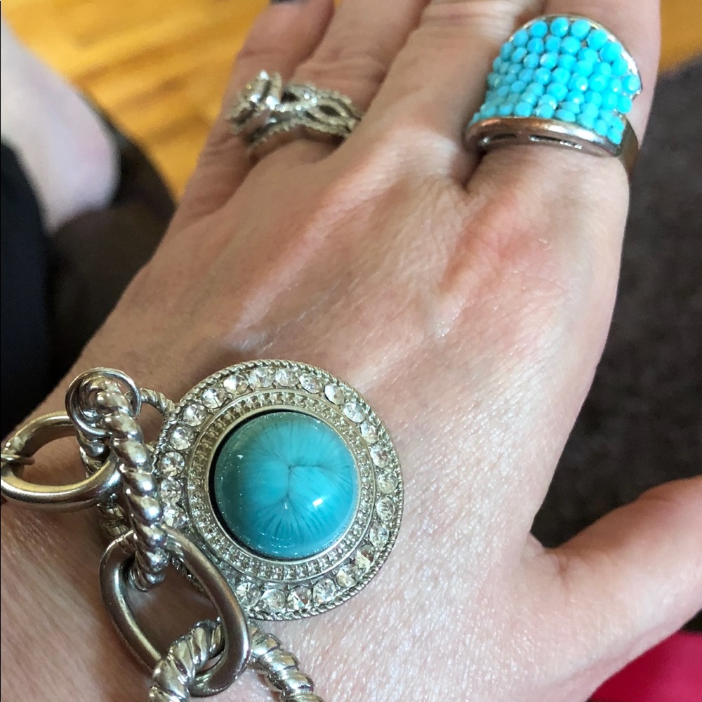 Turquoise & silver bracelet & ring